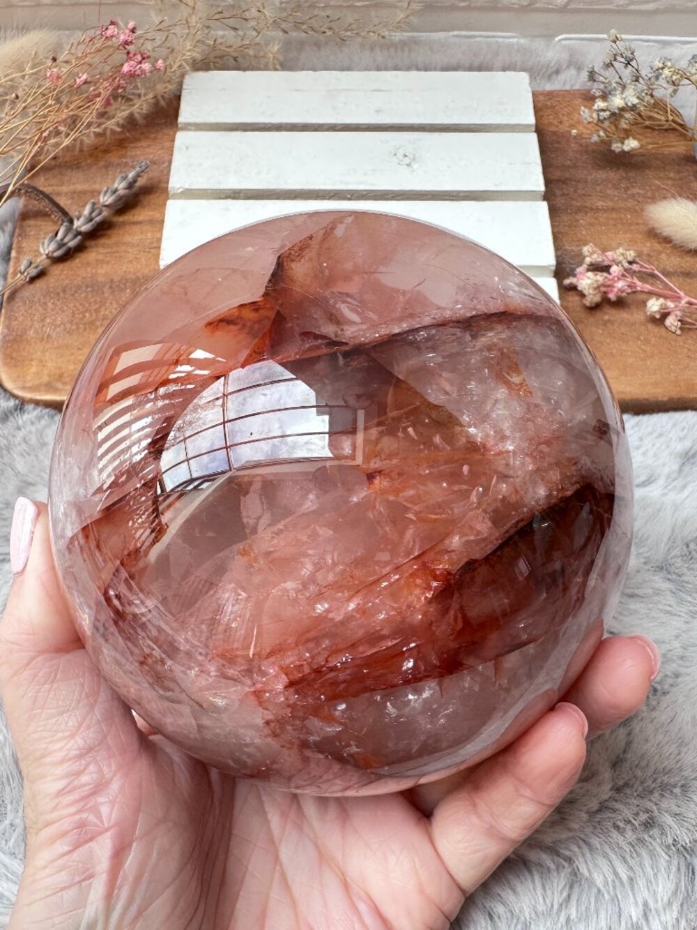 Gorgeous 1.56kg Large Hematoid/Fire Quartz Sphere